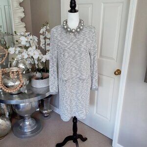 NWOT Mandy Evans grey & white long sleeve dress, S